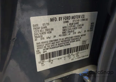 2023 Ford Mustang Mach-E Gt из США, поврежденный, VIN 3FMTK4SX2PMA72569